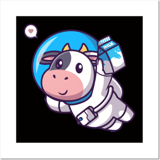 Meme cow astronaut Love holding milk Posters and Art